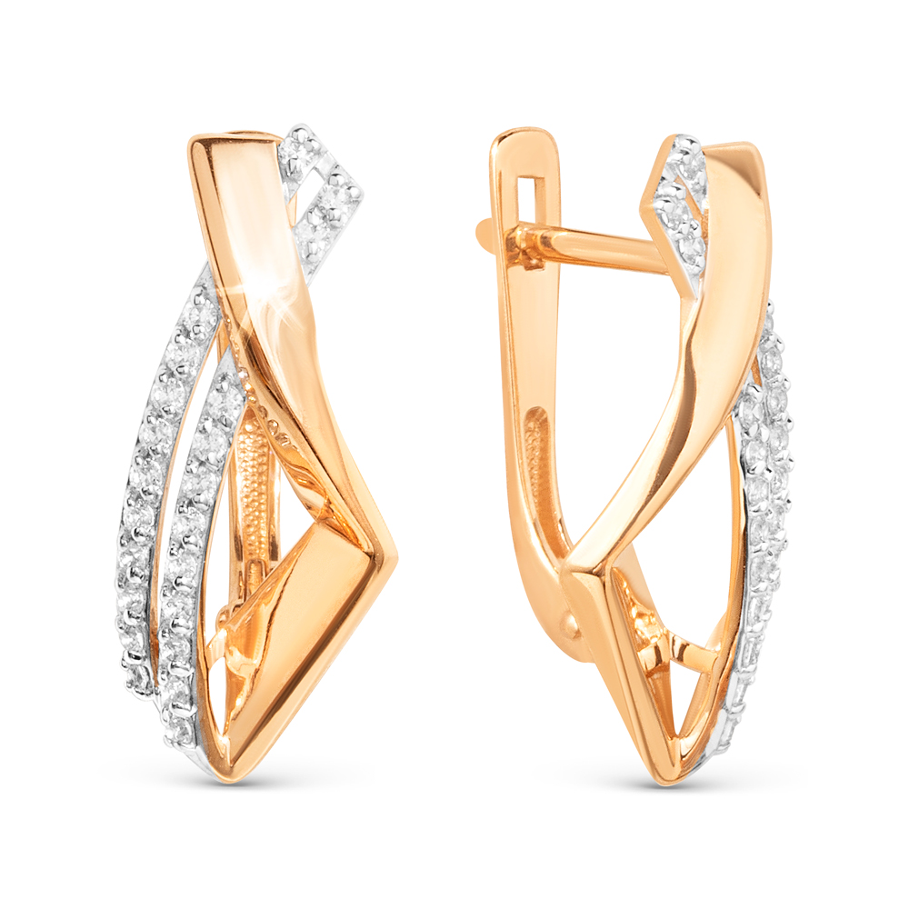 Ювелирное изделие - Серьги из красного золота с фианитами в магазине Best-Gold 145386